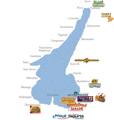 Map Lake Garda amusement parks